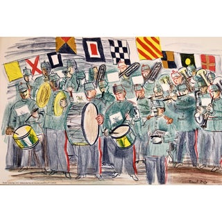 (after) Raoul Dufy, Raoul Dufy School Prints Colorful Modernist Drawing Lithograph Marching Band, c.1949 For Sale