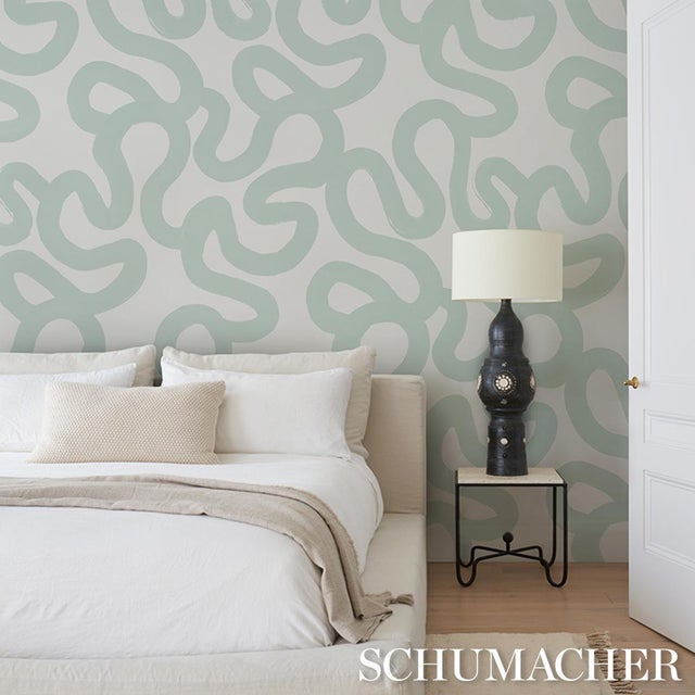 SAMPLE - Schumacher X Hadiya Williams Trace Wallpaper In Ice For Sale In New York - Image 6 of 6