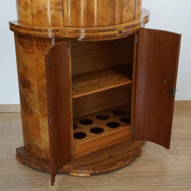 Half-Moon Cabinet in Burr Walnut by Harry & Lou Epstein, 1930s For Sale - Image 6 of 17