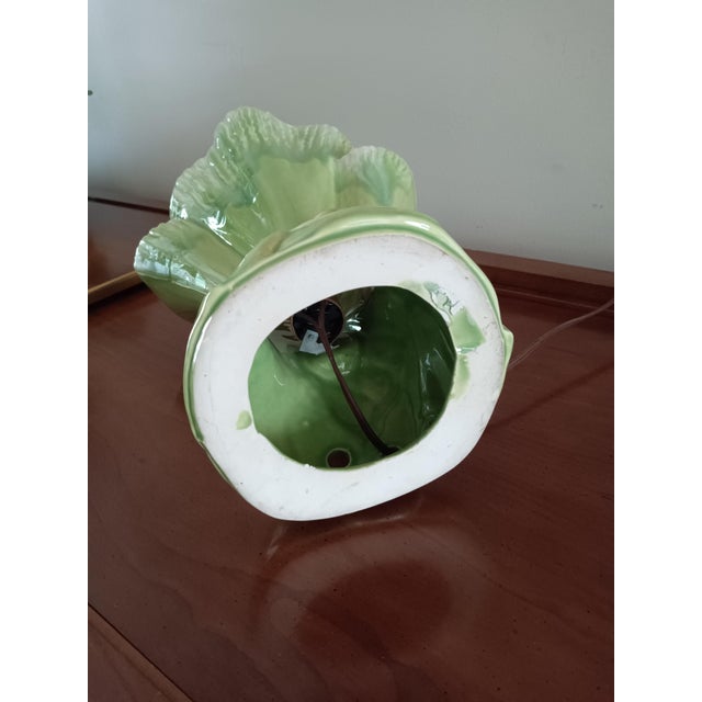 Mid-Century Modern 1950's Mid Century Vase Style Green Ceramic Tv Lamp For Sale - Image 3 of 5