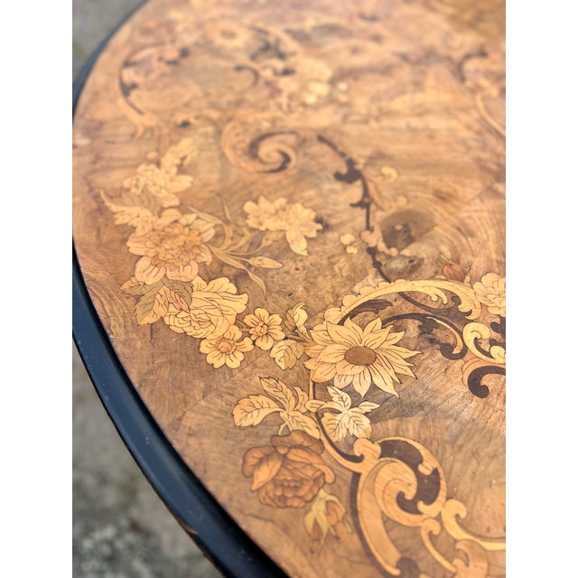 Wood Outstanding Quality Antique Victorian Burr Walnut Marquetry Inlaid Dining Table For Sale - Image 7 of 12