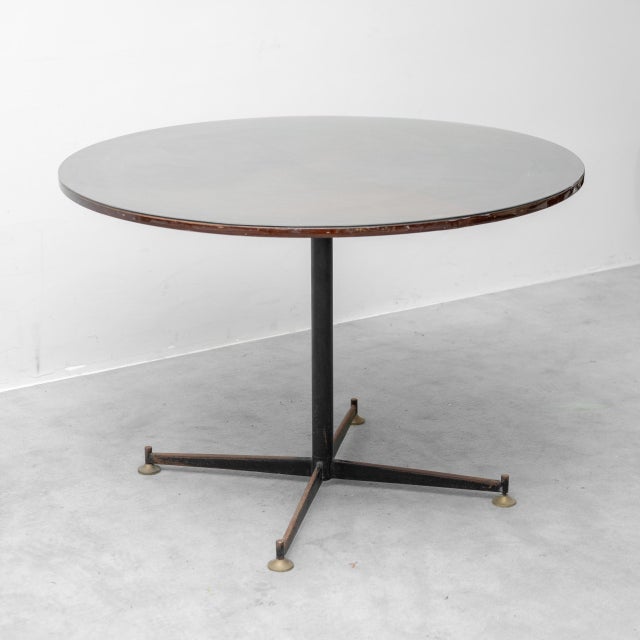 Round Table in Wood, Glass and Metal, 1970s For Sale - Image 6 of 11