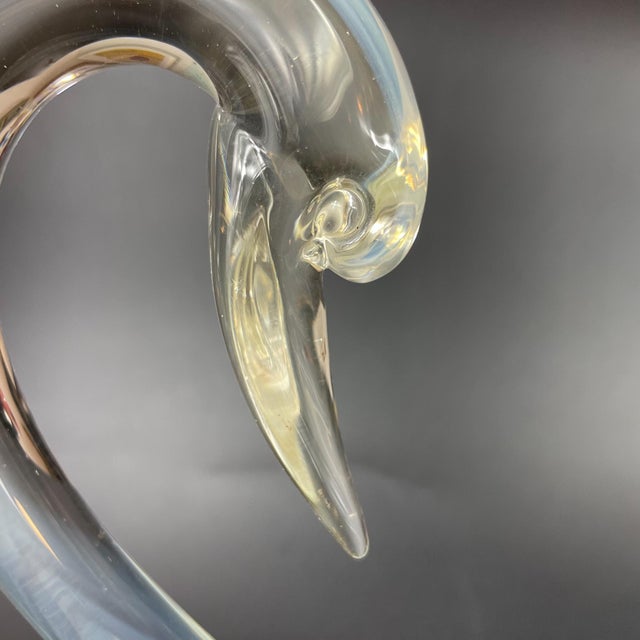 1960s 1960s Art Glass Clear Opalescent Swan Figurines Sculptures Attributed to Murano Cenedese- Set of 2 For Sale - Image 5 of 11