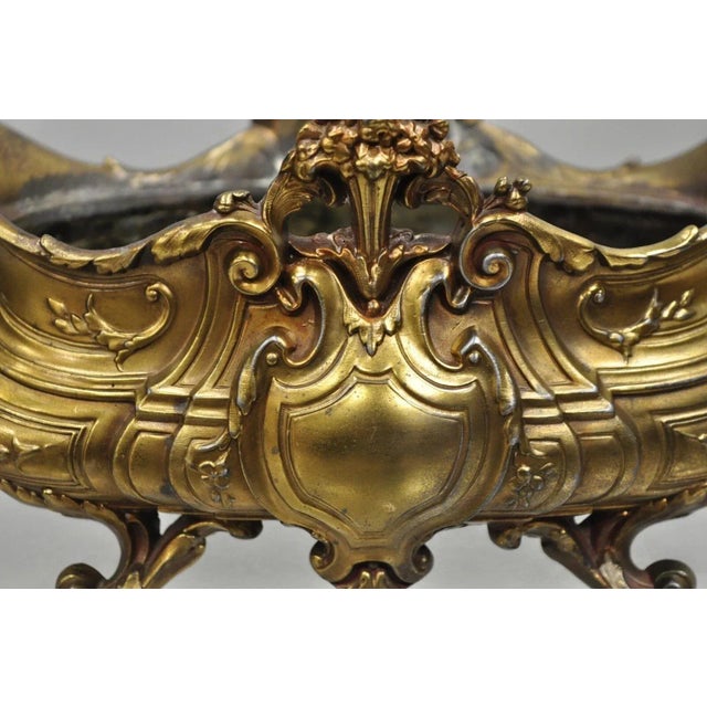 Gold Early 20th Century French Art Nouveau Louis XV Gold Spelter Metal Planter Jardiniere Centerpiece For Sale - Image 8 of 12