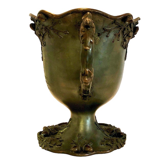 Art Nouveau Engraved Silverplate Trophy With Oak Leaves and Acorns For Sale In San Francisco - Image 6 of 12