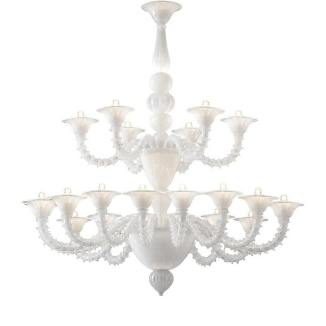 Glass Monumental White Rezzonico Murano Glass Chandelier by Simoeng for Simoeng For Sale - Image 7 of 7