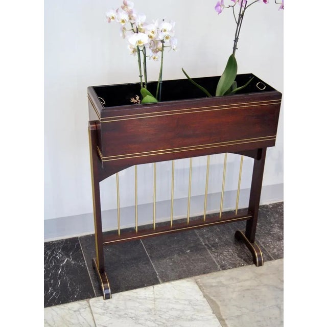 Art Nouveau Flower Container Mahogany Stained Brass Inlays Vienna, 1915 For Sale - Image 3 of 7