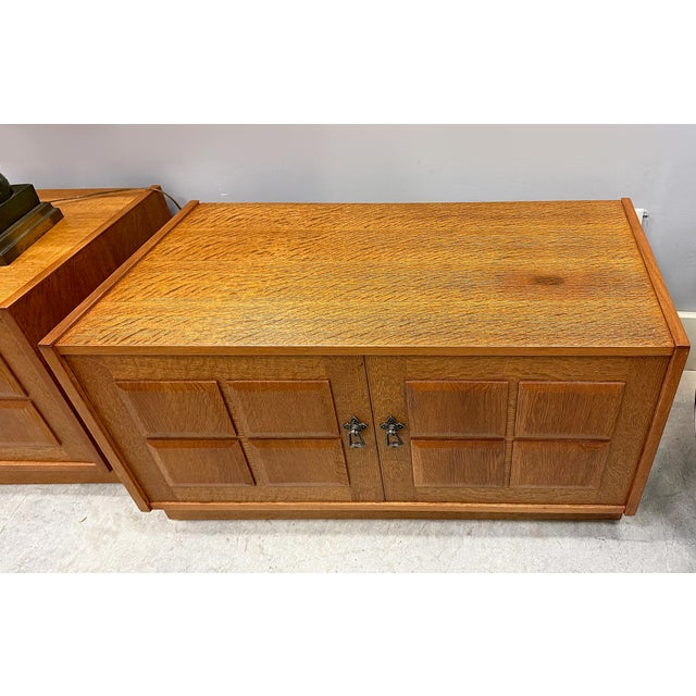 Small Oak Danish Modern Brutalist Chests, Henning Kjaernulf Style, Pair For Sale - Image 10 of 10