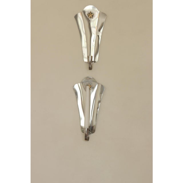 Metal Mid-Century Swedish Pewter Sconces, Set of 2 For Sale - Image 7 of 18