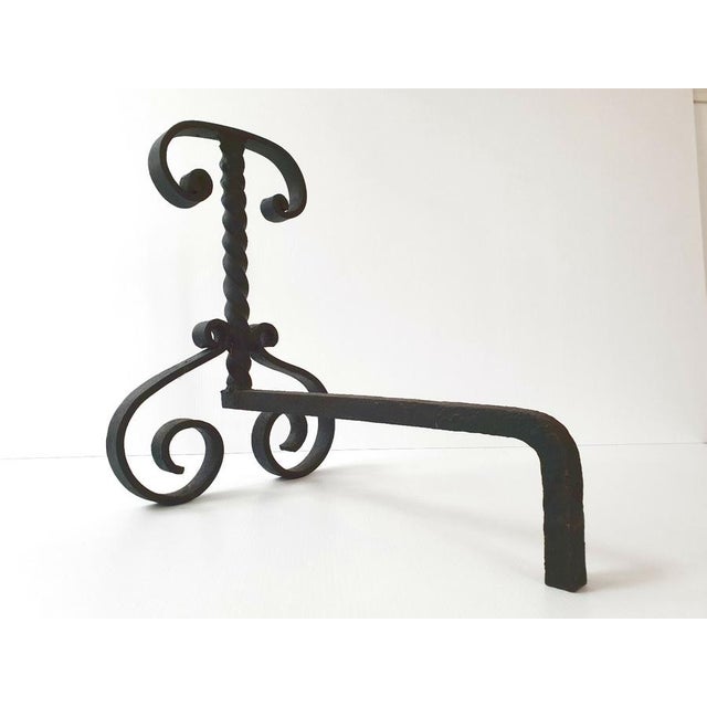 Modernist Andirons in Cast Steel, 1960s-1970s, Set of 2 For Sale - Image 4 of 7
