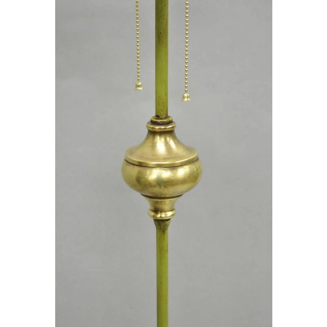 Green Antique Spanish Renaissance Gothic Green Iron & Brass Tripod Pole Floor Lamp For Sale - Image 8 of 14
