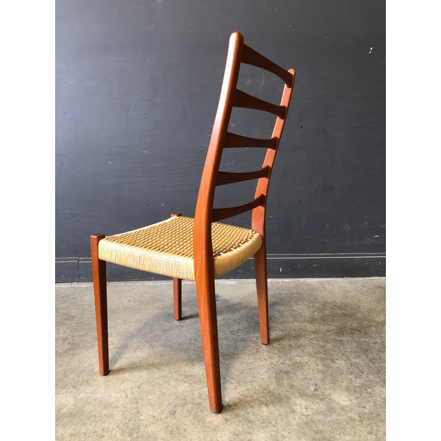 Teak Ladder Back Chairs With Danish Cording by Svegards Markaryd Set
