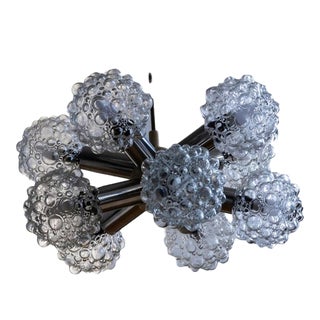 70s Sputnik Atomic Starburst Chandelier With 10 Clear Bubble Glass Globes For Sale