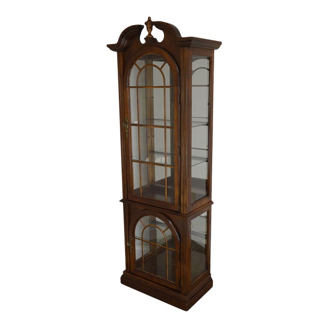Traditional Cherry Narrow Curio Display Cabinet Chairish