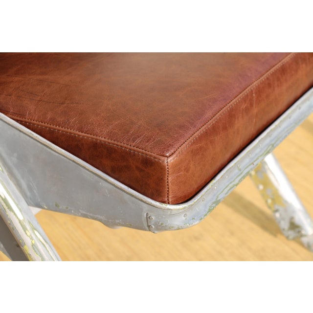 Vintage Leather Airplane Chairs With Riveted Aluminum & Leather Cushions For Sale - Image 11 of 12