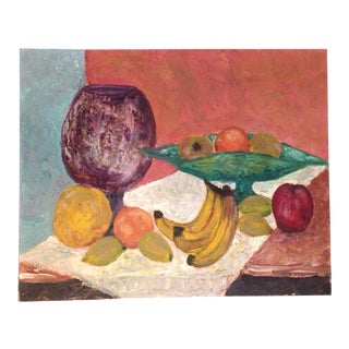 Vintage Oil Painting Still Life of Fruit on the Table For Sale