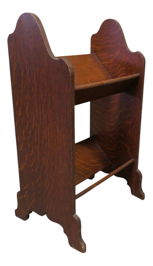Arts & Crafts Open Front Slope-Shelf Fireside Book Trough, 1880