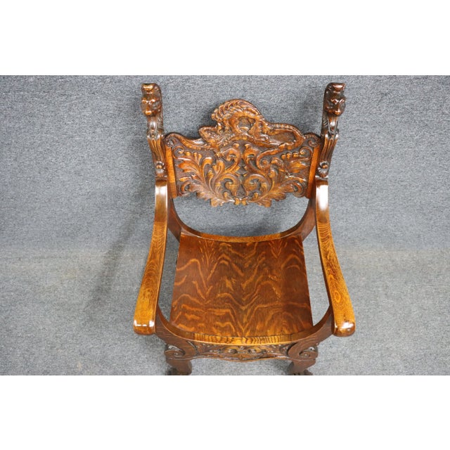 Victorian Quarter Sawn Oak Savonarola Chair For Sale - Image 4 of 12