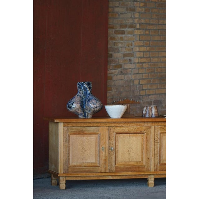 Danish Oak Sideboard with Paneled Doors, 1950s For Sale - Image 3 of 18