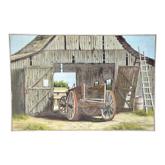 Early 20th Century Rural Pennsylvania Landscape Oil Painting, Framed For Sale