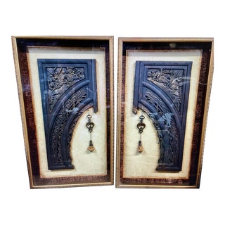 John Richard Large Asian Architectural Salvage Framed Shadow Box-A Pair For Sale