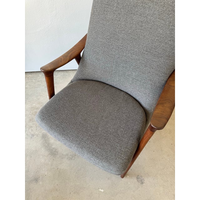 Gray 1950s Mid-Century Modern Norwegian Møre Lenestolfabrikk Klarinett Teak Lounge Chair For Sale - Image 8 of 11
