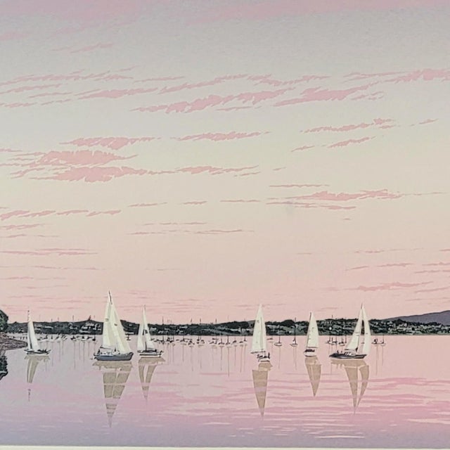 Beach Nautical Lithograph "Harbor Sails Auckland" Limited 89/195 For Sale - Image 4 of 11