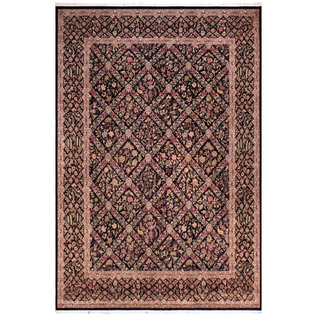 Shabby Chic Pak-Persian Black/Green Wool Rug - 9'2'' X 12'2'' For Sale - Image 9 of 9