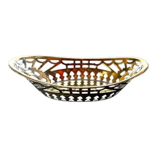Antique Silverplated & Brass Reticulated Dish For Sale