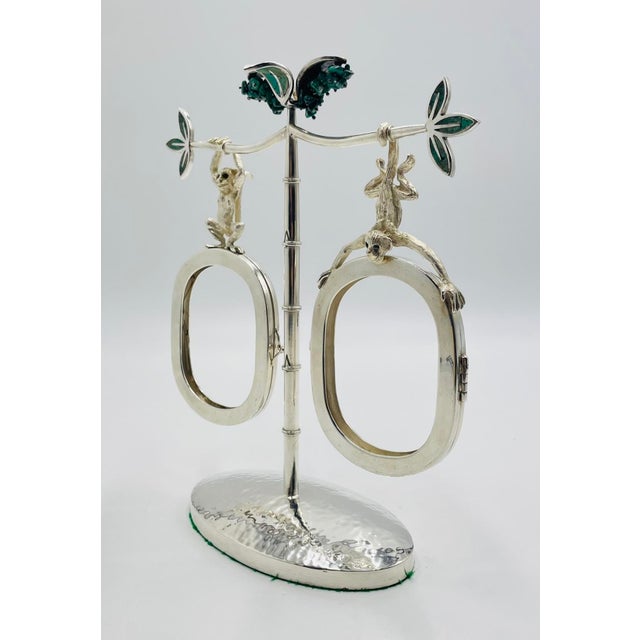 1980s Emilia Castillo Monkey Picture Frame With Malachite Inlay, Taxco Mexico For Sale In Los Angeles - Image 6 of 18