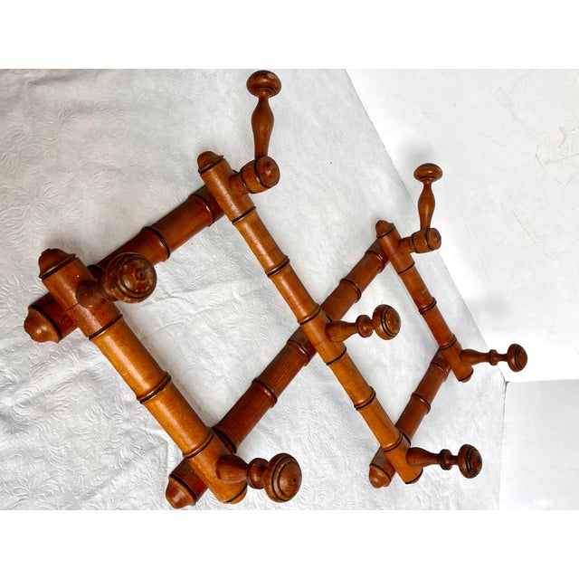 Ornamental & Decorative Materials Early 1900s French Faux Bamboo Expandable Coat/Hat Rack For Sale - Image 7 of 13