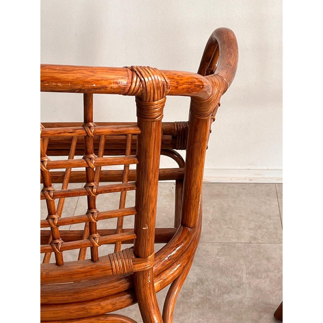 Brown Italian Woven Bamboo Armchairs, 1960s, Set of 2 For Sale - Image 8 of 15