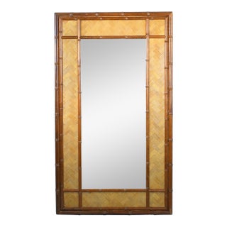 Vintage Faux Bamboo and Wrapped Rattan Mirror For Sale