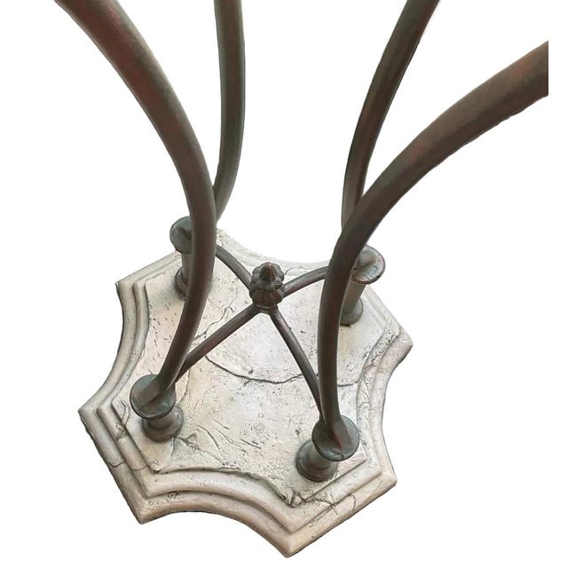 1960s 1960s Pair of Neoclassical Lion-Head Plant Stands With Faux-Marble Base For Sale - Image 5 of 17