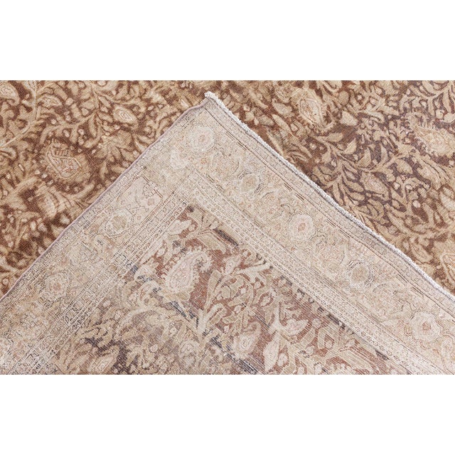 Textile 19th Century Senneh Persian Brown Handmade Wool Rug For Sale - Image 7 of 8