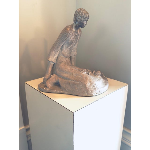 Mid-Century Modern 1979 David Fisher for Austin Productions ” Pensive Girl” Large Durastone Sculpture For Sale - Image 3 of 10