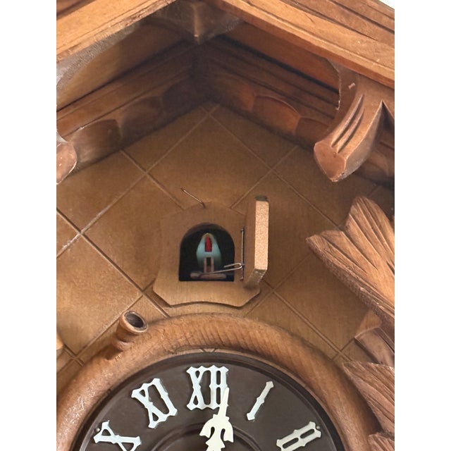 Wood 1980s German Hand Carved Hunter's Trophy Cuckoo Clock in the Black Forest Style For Sale - Image 7 of 9
