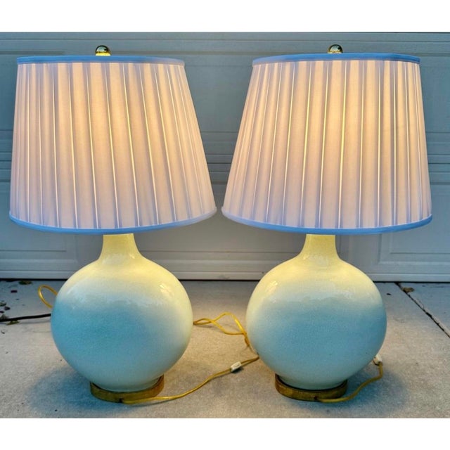 Mid 20th Century F. Schumacher & Co. Large Celadon Green Porcelain Table Lamps - a Pair For Sale - Image 13 of 18