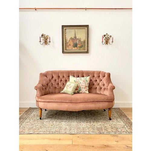 Pink Wingback Sofa, Early 20th Century For Sale - Image 6 of 6