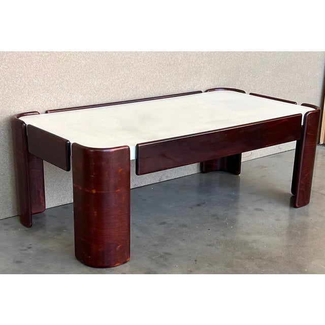 Set of Mid Century Modern Coffee Tables With Curved Legs and White Top For Sale - Image 4 of 13