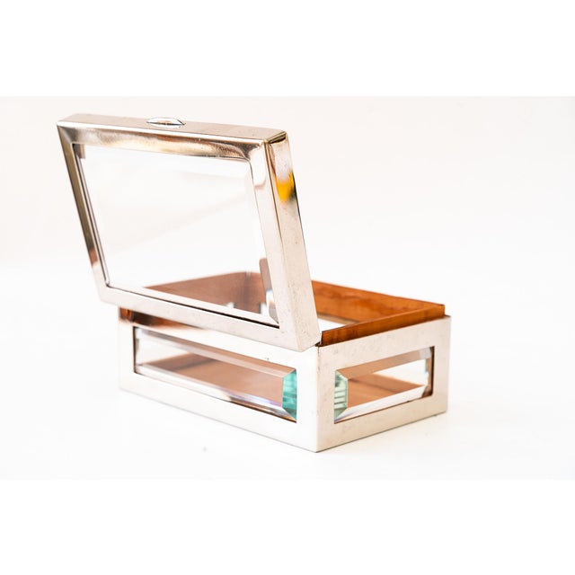 Metal Nickel-Plated, Wood and Cut Glass Box, Vienna, 1920 For Sale - Image 7 of 15