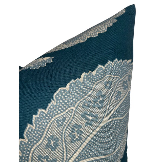 Traditional Thibaut Lacinato Pillow Cover in Blue/Blue, 20x20 Pillow For Sale - Image 3 of 3