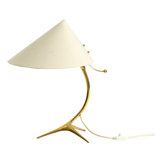 Large Mid-Century Modern Brass Crows Foot Table Lamp from Kalmar, 1950s For Sale