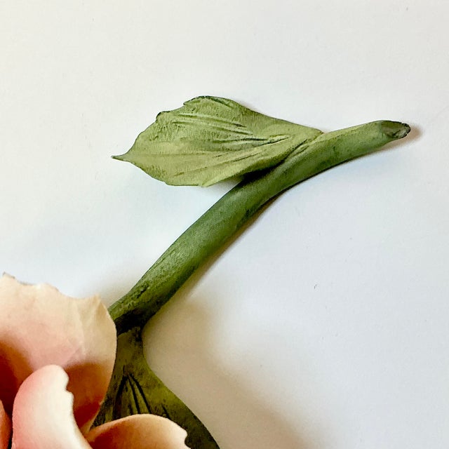 Vintage Italian Boho Chic Capodimonte Porcelain Peach Flora Bloom From Naples For Sale - Image 6 of 17