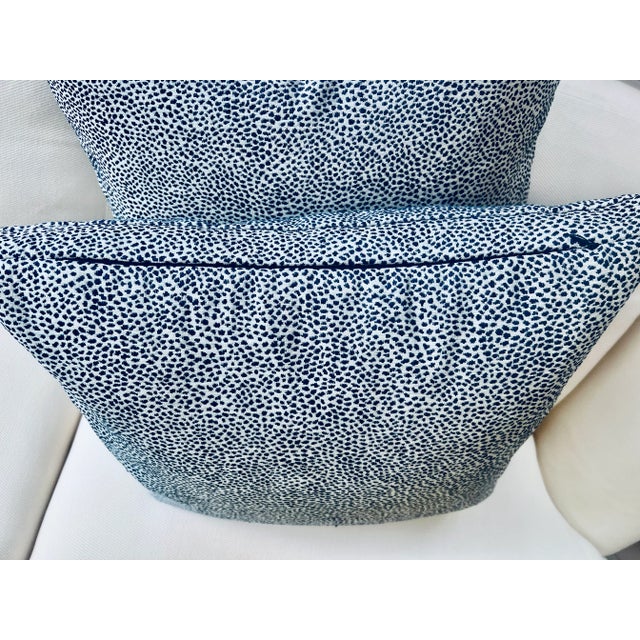 Pair Cushions/Pillows in a Small Blue Animal Print on White Ground For Sale - Image 4 of 12