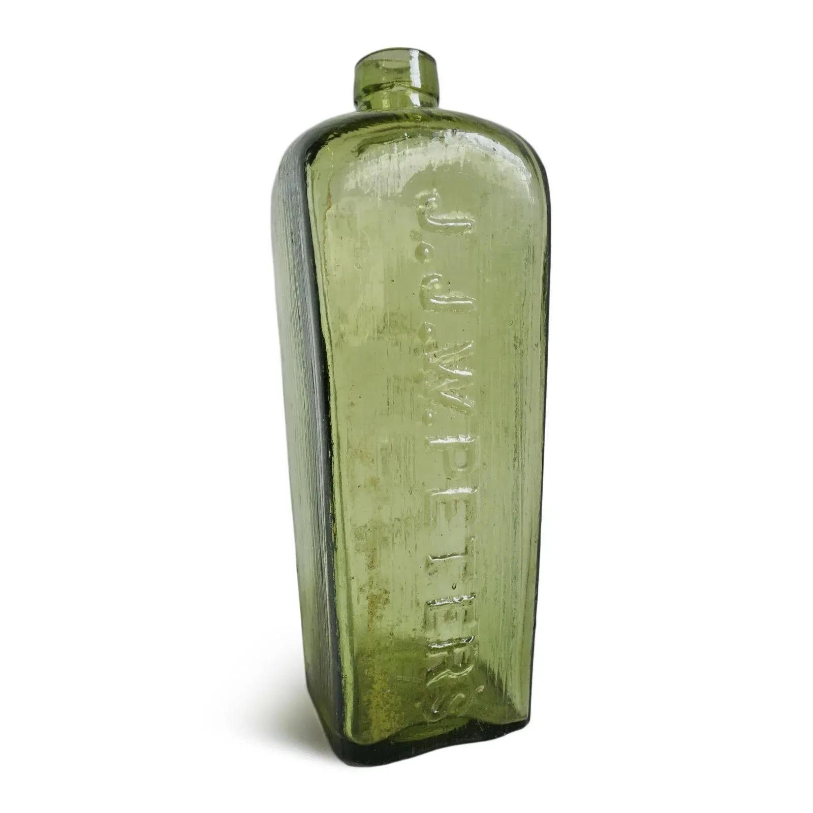 Set of Nine Antique Glass Gin Bottles | Chairish