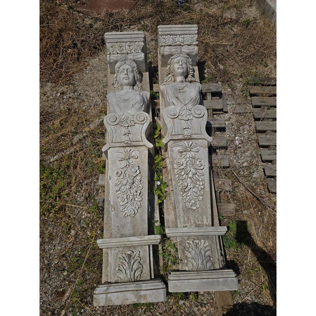 Large Caryatid Sculptures, Late 20th Century, Marble, Set of 2 For Sale - Image 9 of 14