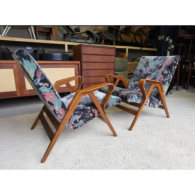 1960s Mid-Century Art Deco Acquisition Armchairs attributed to František Jirák for Tatra, 1960s, Set of 2 For Sale - Image 5 of 18