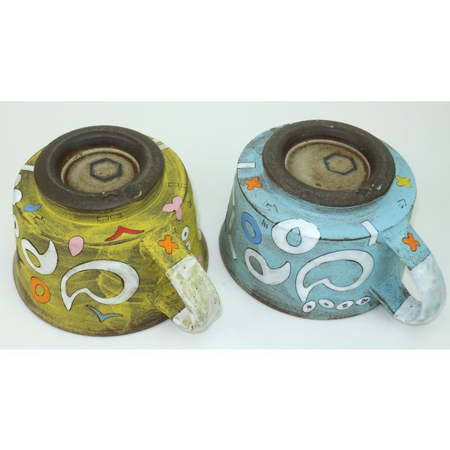 Masa Sasaki Japanese Art Pottery Mugs Cups, a Pair For Sale - Image 4 of 15