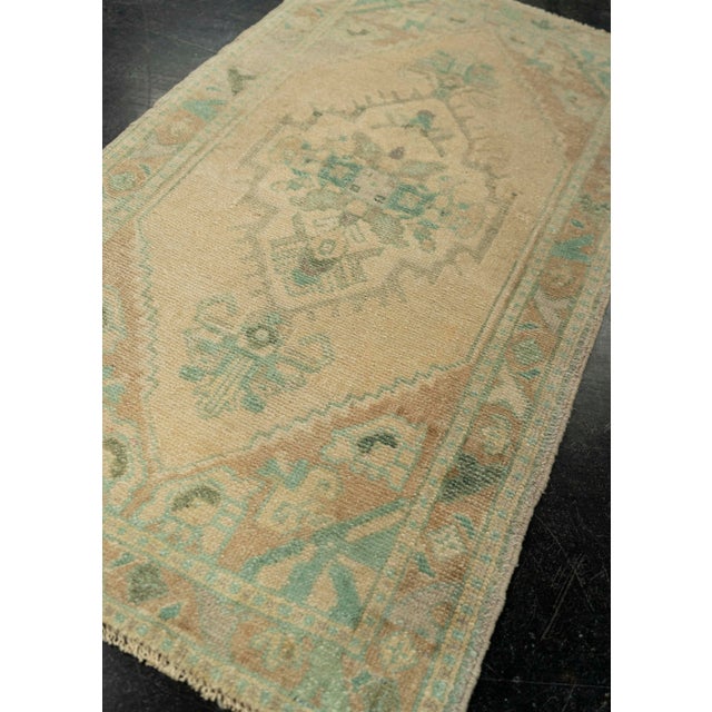 Textile Turkish Mini Rug Oriental Hand Knotted Vintage Rug 1'9" x 3'3" #21093 For Sale - Image 7 of 8